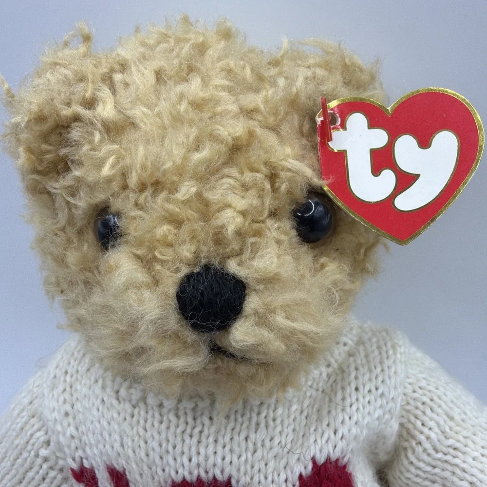1992 Ty Beanie Baby Tan Bear w/ USA‎ Sweater Red White Patriotic 8